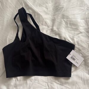Asymmetric Black Support Sports Bra